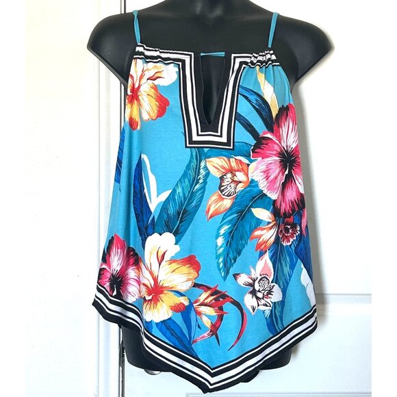 Womens Floral Print Sleeveless V-Neck Tank Top 2XL - Picture 1 of 7